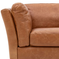 Industrial Vintage Brown Genuine Leather And Solid Ash Wood Armchair