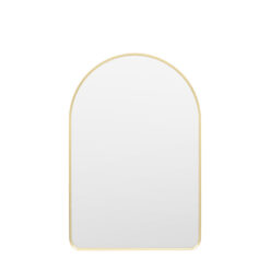 Large Arched Gold Metal Wall Mirror 90cm