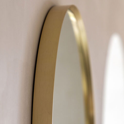Large Arched Gold Metal Wall Mirror 90cm