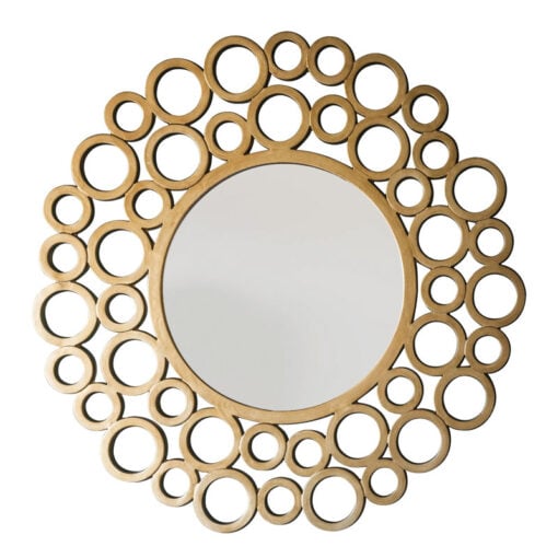 Large Flat Rings Design Warm Gold Leaf Feature Wall Mirror 118cm