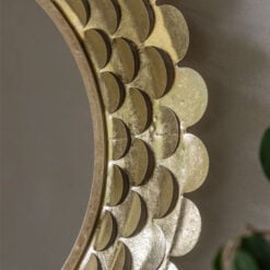 Scallop Cutouts Round Large Gold Metal Wall Mirror 91cm
