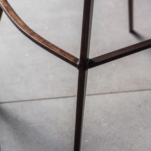 Set Of 2 Industrial Vintage Brown Faux Leather Bar Stools With Aged Bronze Metal Legs