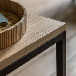 Set Of 3 Industrial Oak Veneer And Black Metal Nesting Coffee Tables 100cm
