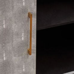 Boho Gold Metal And Grey Shagreen Faux Leather 4 Door Large Sideboard 184cm