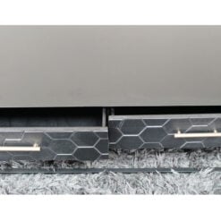 Boho Honeycomb Black Solid Wood And Black And Gold Metal 2 Drawer Coffee Table 110cm