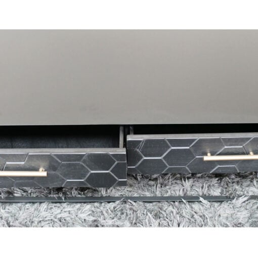 Boho Honeycomb Black Solid Wood And Black And Gold Metal 2 Drawer Coffee Table 110cm