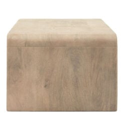 Boho Rustic Solid Light Mango Wood And Brass 1 Drawer 2 Tier Coffee Table With Curved Top 100cm
