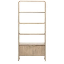 Boho Rustic Solid Light Mango Wood And Brass 2 Door 4 Tier Shelving Unit Display Cabinet Bookcase With Curved Top 175cm