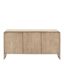 Boho Rustic Solid Light Mango Wood And Brass 3 Door Large Sideboard With Curved Top 150cm