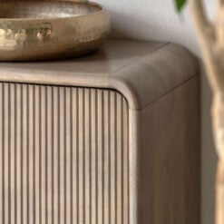Boho Rustic Solid Light Mango Wood And Brass 3 Door Large Sideboard With Curved Top 150cm