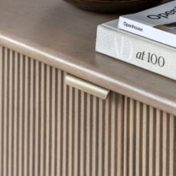 Boho Rustic Solid Light Mango Wood And Brass 3 Door Large Sideboard With Curved Top 150cm