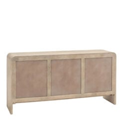 Boho Rustic Solid Light Mango Wood And Brass 3 Door Large Sideboard With Curved Top 150cm