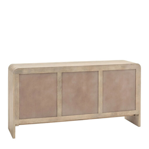 Boho Rustic Solid Light Mango Wood And Brass 3 Door Large Sideboard With Curved Top 150cm