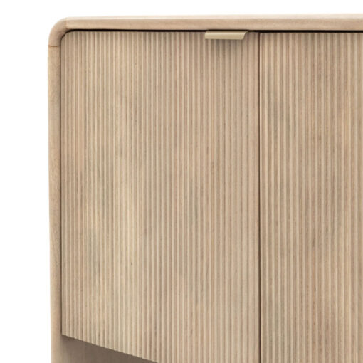 Boho Rustic Solid Light Mango Wood And Brass 3 Door Large Sideboard With Curved Top 150cm