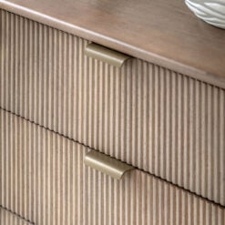 Boho Rustic Solid Light Mango Wood And Brass 6 Drawer Chest Of Drawers With Curved Top 135cm