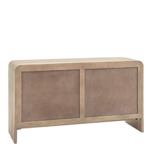 Boho Rustic Solid Light Mango Wood And Brass 6 Drawer Chest Of Drawers With Curved Top 135cm