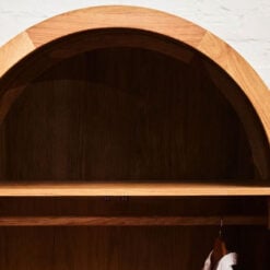 Boho Rustic Solid Light Oak Wood And Rattan Cane 2 Door Large Arched Wardrobe 200cm
