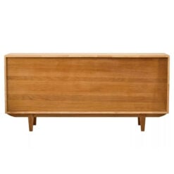Boho Rustic Solid Light Oak Wood And Rattan Cane 4 Door Large Sideboard 160cm