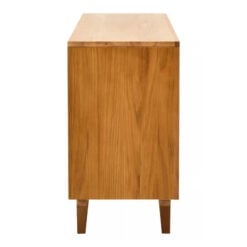 Boho Rustic Solid Light Oak Wood And Rattan Cane 4 Door Large Sideboard 160cm