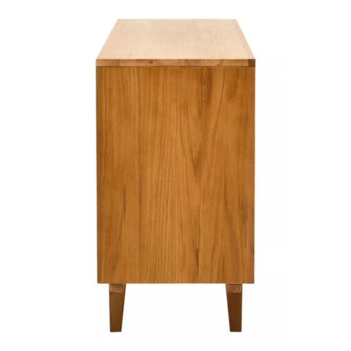 Boho Rustic Solid Light Oak Wood And Rattan Cane 4 Door Large Sideboard 160cm