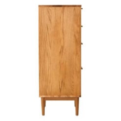 Boho Rustic Solid Light Oak Wood And Rattan Cane 4 Drawer Chest Of Drawers