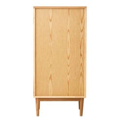 Boho Rustic Solid Light Oak Wood And Rattan Cane 4 Drawer Chest Of Drawers