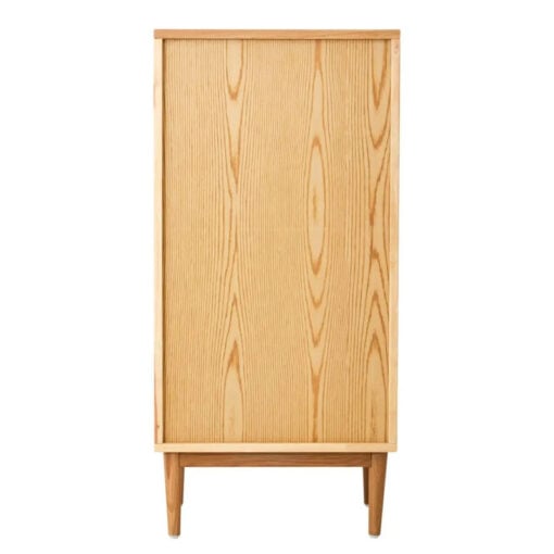 Boho Rustic Solid Light Oak Wood And Rattan Cane 4 Drawer Chest Of Drawers