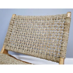 Boho Rustic Solid Teak Wood And Rattan Lazy Accent Chair