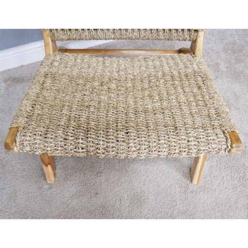 Boho Rustic Solid Teak Wood And Rattan Lazy Accent Chair