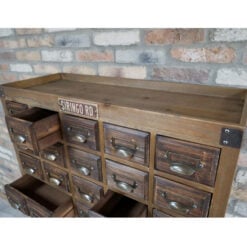 Boho Rustic Solid Wood Multi Drawer Apothecary Tall Cabinet 145cm