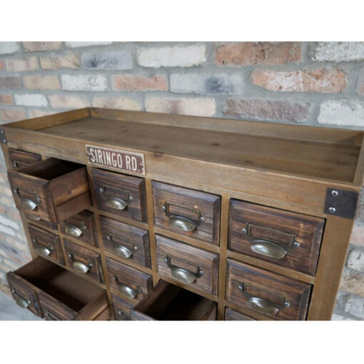 Boho Rustic Solid Wood Multi Drawer Apothecary Tall Cabinet 145cm