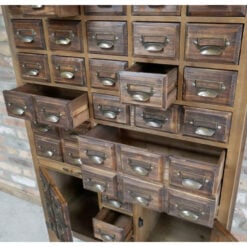Boho Rustic Solid Wood Multi Drawer Apothecary Tall Cabinet 145cm
