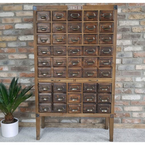 Boho Rustic Solid Wood Multi Drawer Apothecary Tall Cabinet 145cm