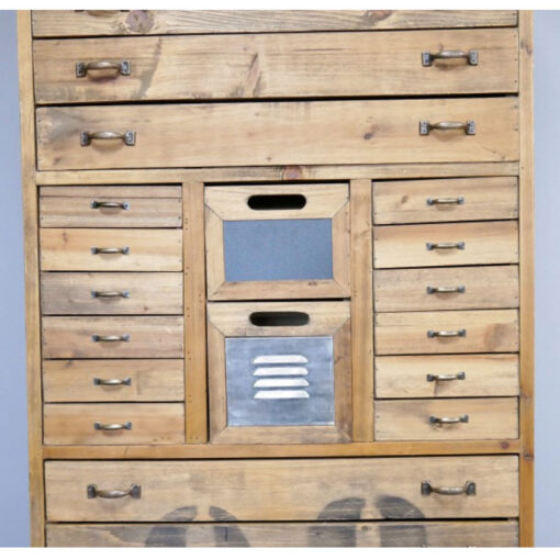 Boho Rustic Solid Wood Multi Drawer Apothecary Tall Cabinet 148cm