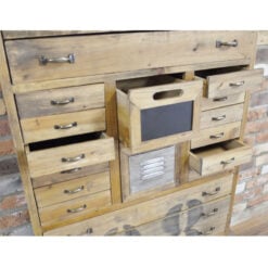 Boho Rustic Solid Wood Multi Drawer Apothecary Tall Cabinet 148cm