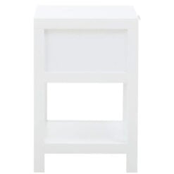 Boho Rustic White Wood And Rattan 1 Drawer 1 Shelf Bedside Cabinet Side Table
