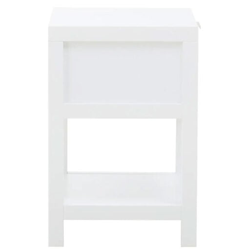 Boho Rustic White Wood And Rattan 1 Drawer 1 Shelf Bedside Cabinet Side Table