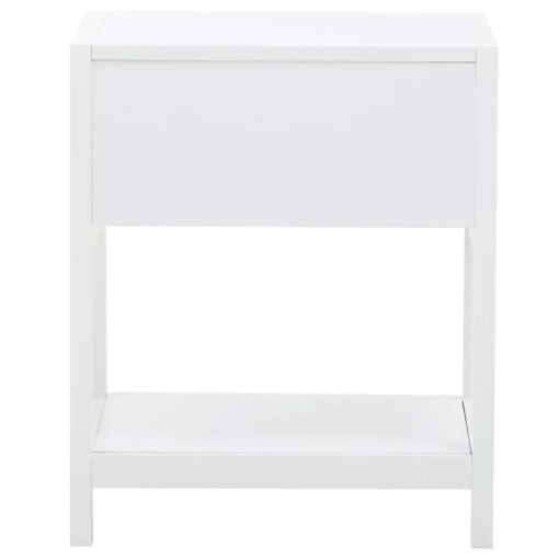 Boho Rustic White Wood And Rattan 1 Drawer 1 Shelf Bedside Cabinet Side Table
