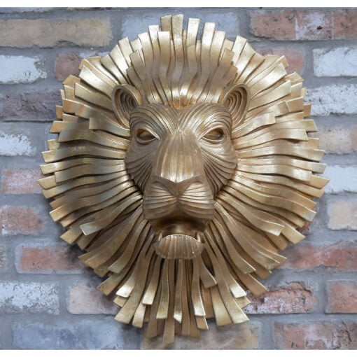 Gold Resin Lion Head Large Wall Decoration 63cm