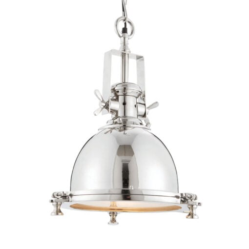 Industrial 1 Light Silver Nickel Plated Metal And Sandblasted Glass Ceiling Pendant 37cm