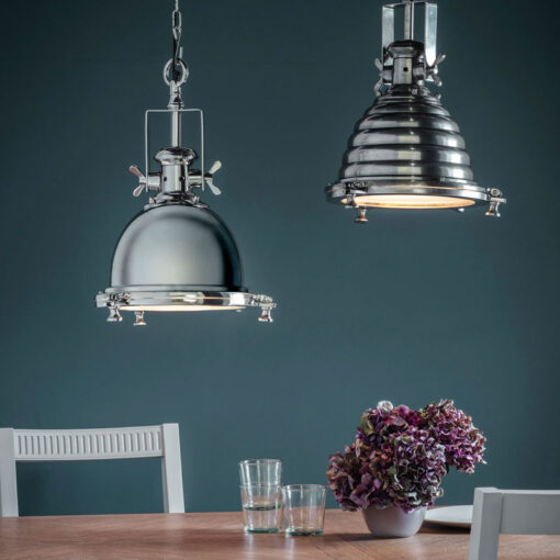 Industrial 1 Light Silver Nickel Plated Metal And Sandblasted Glass Ceiling Pendant 37cm