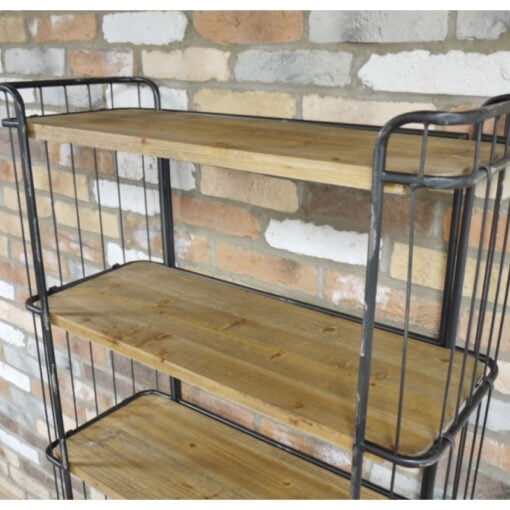 Industrial Antique Black Metal And Solid Wood 2 Crate 4 Tier Shelving Unit With Wheels 162cm