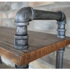 Industrial Antique Black Metal Pipe Design And Solid Wood 5 Tier Tall Open Shelving Unit 176cm