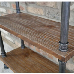 Industrial Antique Black Metal Pipe Design And Solid Wood 5 Tier Tall Open Shelving Unit 176cm