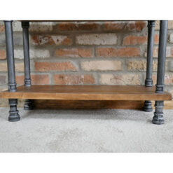 Industrial Antique Black Metal Pipe Design And Solid Wood 5 Tier Tall Open Shelving Unit 176cm
