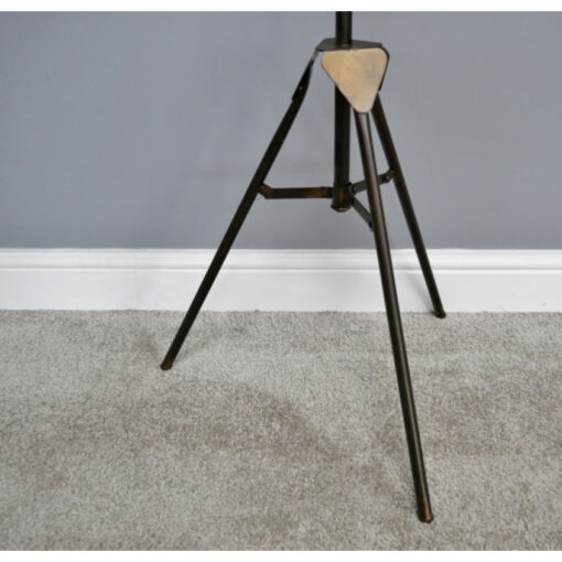 Industrial Antique Gold Stage Spotlight Tripod Floor Lamp Battery Powered