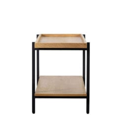 Industrial Black Metal And Oak Wood Veneer 2 Tier Open TV Stand Media Unit 120cm