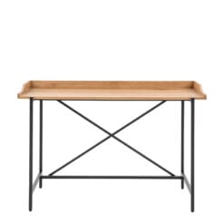 Industrial Black Metal And Oak Wood Veneer Desk