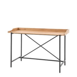 Industrial Black Metal And Oak Wood Veneer Desk