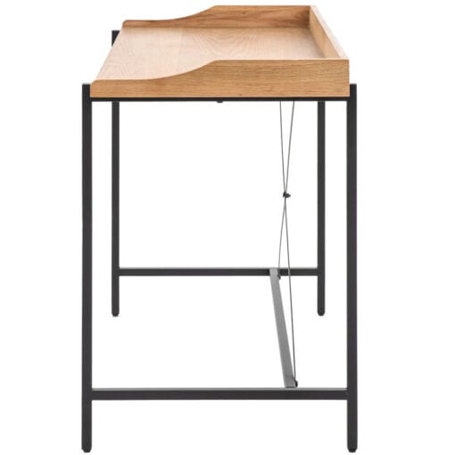 Industrial Black Metal And Oak Wood Veneer Desk